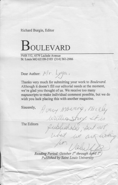 Boulevard rejection