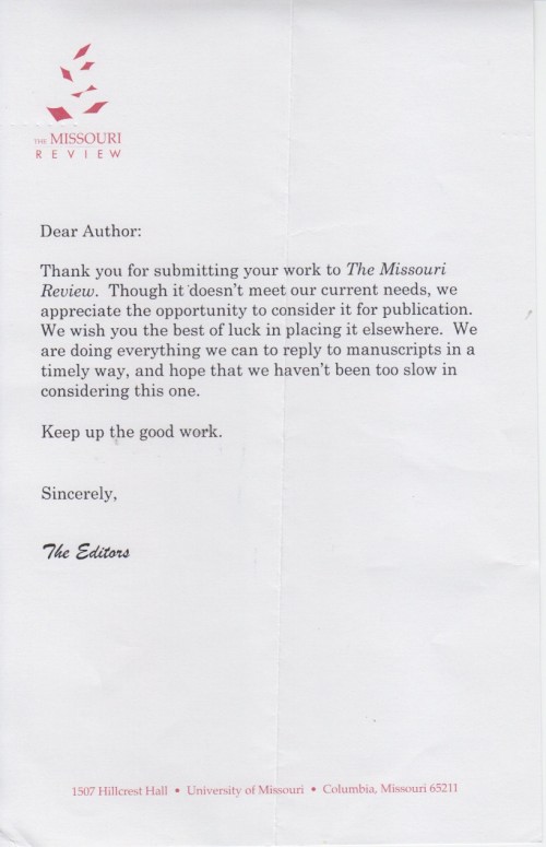 Missouri Review letter
